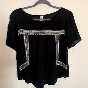 Embroidered Black Blouse